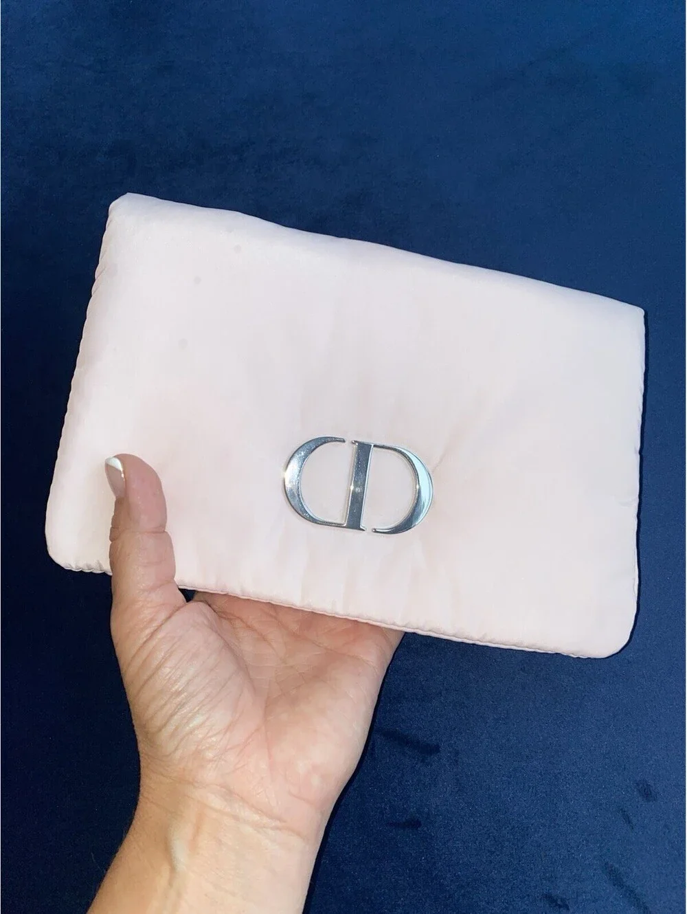 DIOR Pink Cosmetic Makeup Puffer Pouch Bag Pink Cosmetic Bag